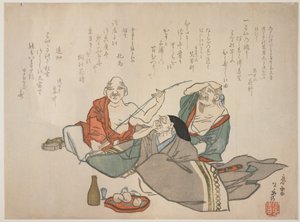 Three old men drinking, c.1844-53